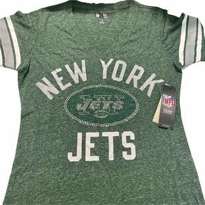 NFL New York Jets Women's Bling V-Neck Short sleeve T-Shirt Size SMALL- Game day